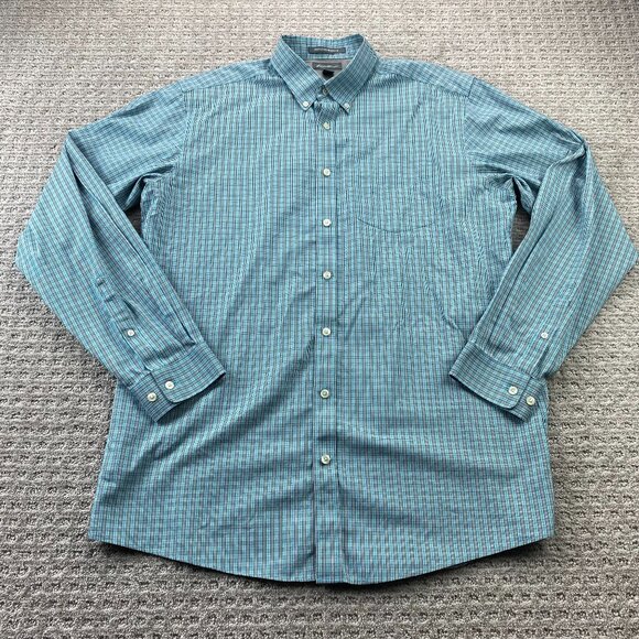 Eddie Bauer Shirt Men Large Tall LT Plaid Button Down Wrinkle Resistant Preppy - Picture 1 of 8